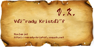 Várady Kristóf névjegykártya